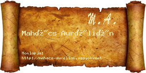 Mahács Aurélián névjegykártya
